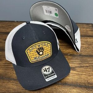 '47 Brand Adult Milwaukee Brewers Navy Pitch Adjustable Trucker Hat - SIZE: OSFA